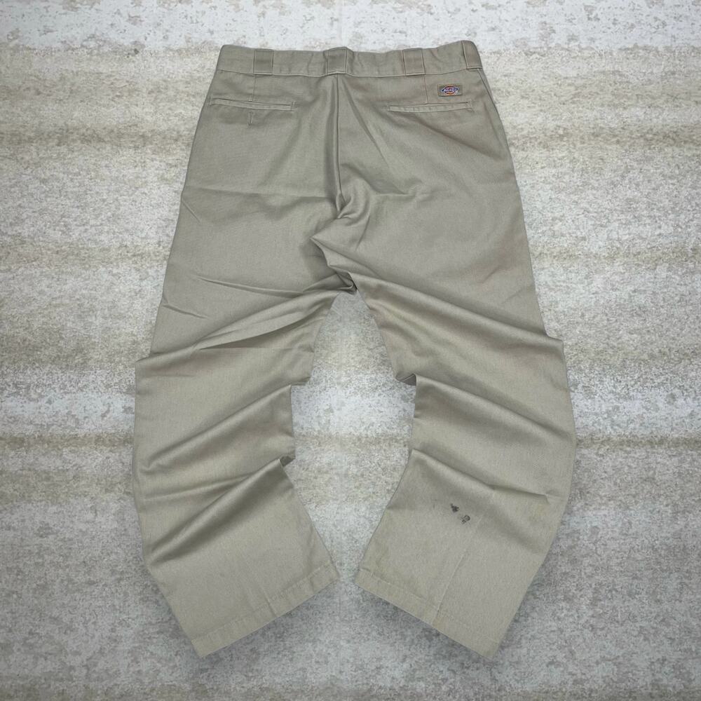 Vintage 90s  Dickies Khakis Pants 34x32 Relaxed Fit Camel Tan Flat Front Work